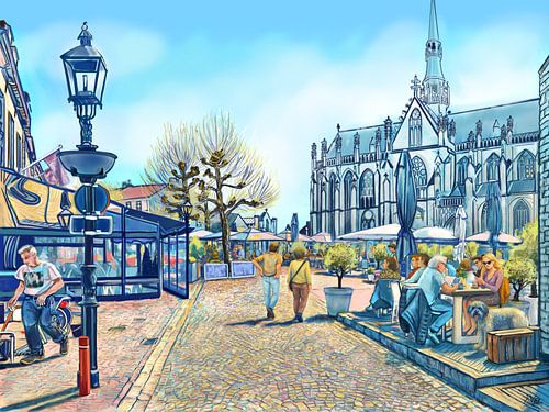 Markt in Meerssen und Basilika des Heiligen Sakraments