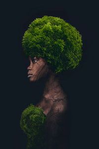Digitale Kunst einer Frau, inspiriert von Klimamärschen - Kampf für Nachhaltigkeit und Hoffnung