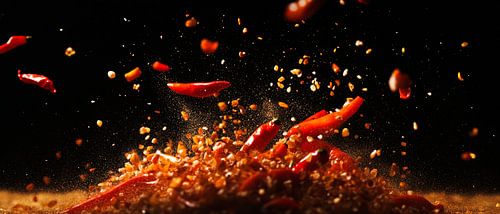 Spicy explosion of chilli flakes