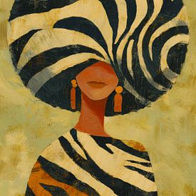 A stylish portrait with a zebra-print hat by But First Framing