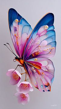 vlinder op bloem van Gelissen Artworks