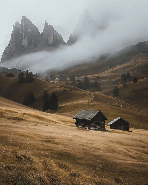 Dolomietenpanorama in de herfst van fernlichtsicht