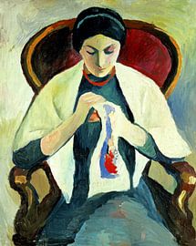 August Macke,Woman sewing