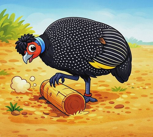 Das trommelnde Perlhuhn. von Jose Lok