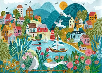 Cheerful coastal landscape