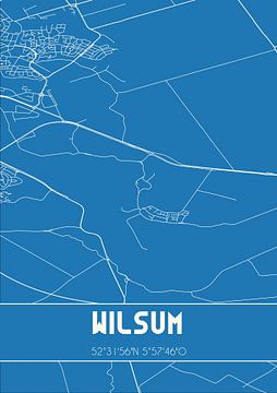 Blauwdruk | Landkaart | Wilsum (Overijssel) van MijnStadsPoster
