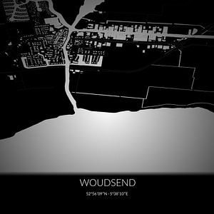 Carte en noir et blanc de Woudsend, Fryslan. sur Rezona