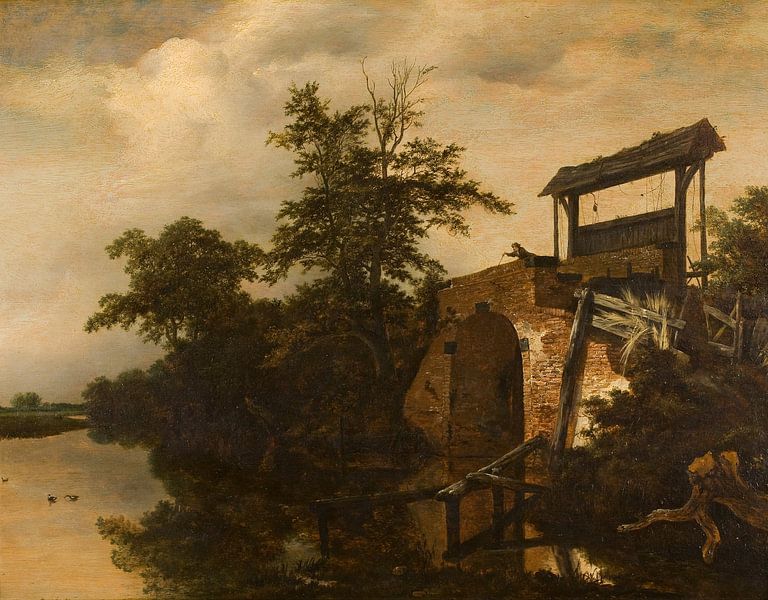 Die Schleuse, Jacob Isaaksz. van Ruisdael von Meisterhafte Meister