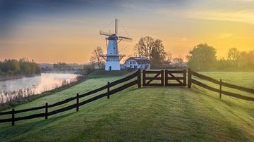 A golden sunrise at the Butterfly Mill on the river Linge