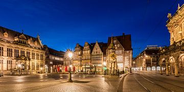 Marktplein van de Hanzestad Bremen in de avond van Werner Dieterich