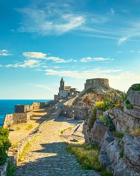 Portovenere, Weg zur Kirche San Pietro. Ligurien, Italien