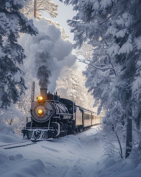 Historischer Zug im Winterwald von fernlichtsicht