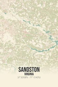 Vintage landkaart van Sandston (Virginia), USA. van Rezona