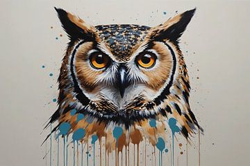 Visage d'un hibou sur De Muurdecoratie