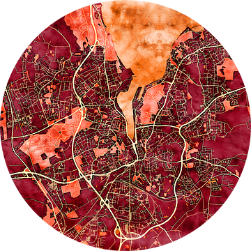 Kaart van Flensburg in de stijl 'Amber Autumn' van Maporia