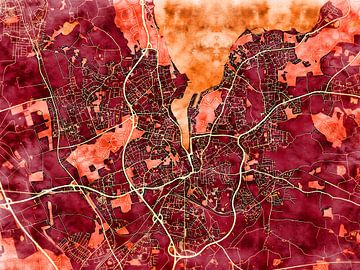 Kaart van Flensburg in de stijl 'Amber Autumn' van Maporia