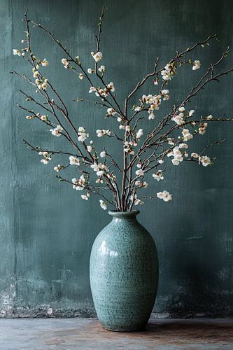 Stijlvolle bloesem in groene vaas