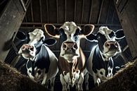 Cows in the barn of a farm by Digitale Schilderijen thumbnail