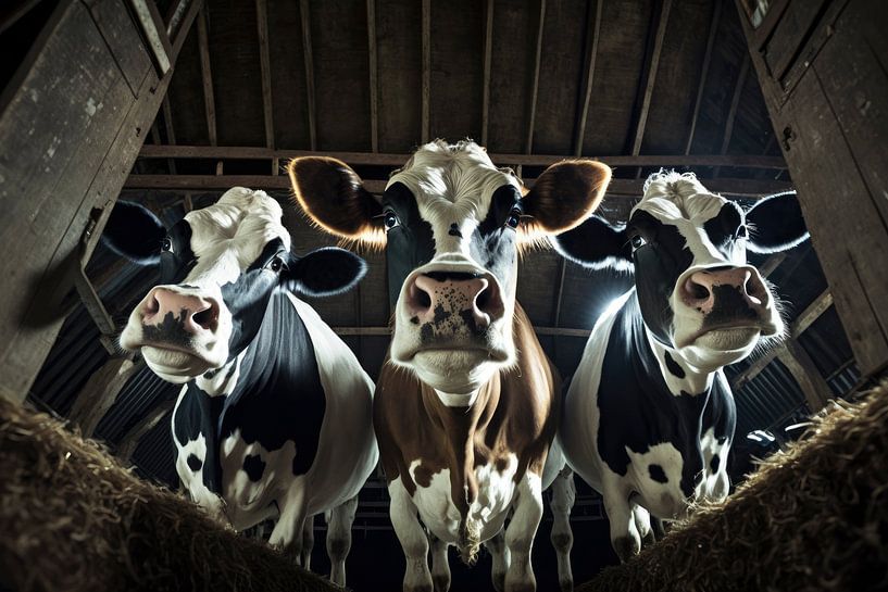 Vaches dans l'étable d'une ferme par Digitale Schilderijen