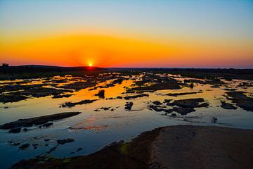 Zonsopkomst over de Olifants rivier in het Kruger park van Tim Sawyer