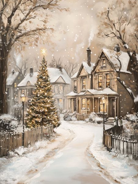 Christmas on a Winter Street by Your unique art