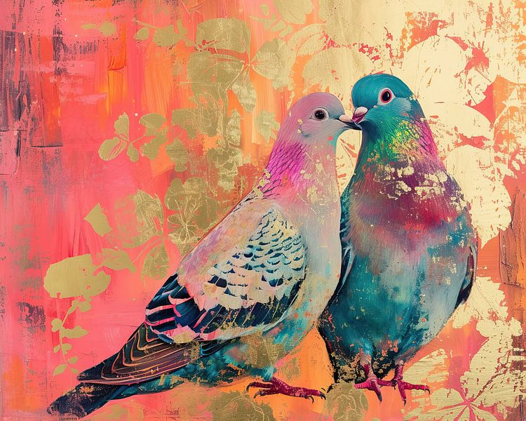 Neon-Tauben-Kunst | Chromatic Whisper von Kunst Laune
