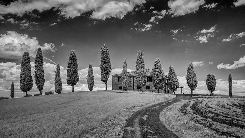 Agriturismo I Cipressini - Toskana - Infrarot schwarz-weiß von Teun Ruijters