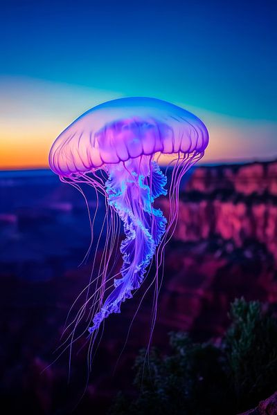 Méduse lumineuse dans la lumière du soir - imagination débordante par Poster Art Shop