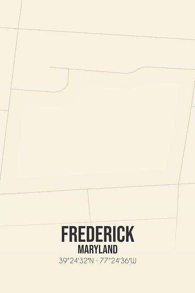 Carte ancienne de Frederick (Maryland), USA. par Affiches de lieux