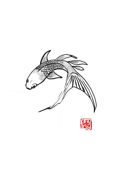 carp koi turning by Péchane Sumie