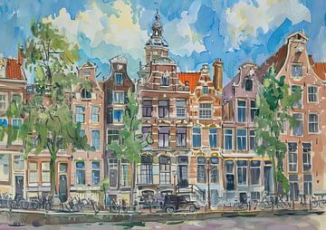 Amsterdam | Maisons sur le canal sur Caprices d'Art
