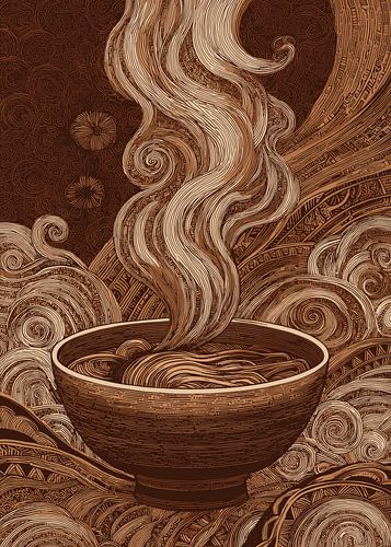 Ramen stoomgolven uit een kom