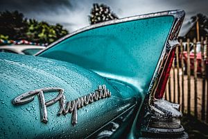 Aile de Plymouth après la pluie en vert menthe des années 50 sur autofotografie nederland