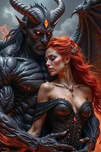 Dark Fantasy Wandbild: DARK ROMANCE - Die verbotene Liebe zwischen Frau und Dämon