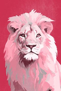 Lion en rouge sur Whale & Sons