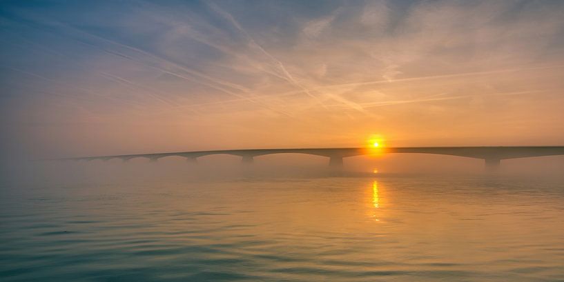 Zeeland bridge in fog by Henrys-Photography