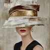 Elegante vrouw met abstracte hoed van Carla Van Iersel