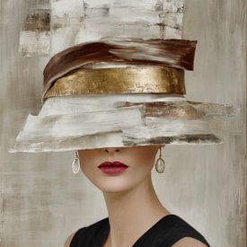 Elegante Frau mit abstraktem Hut von Carla Van Iersel