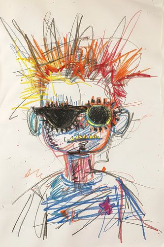 Expressive and colourful child portrait - abstract art