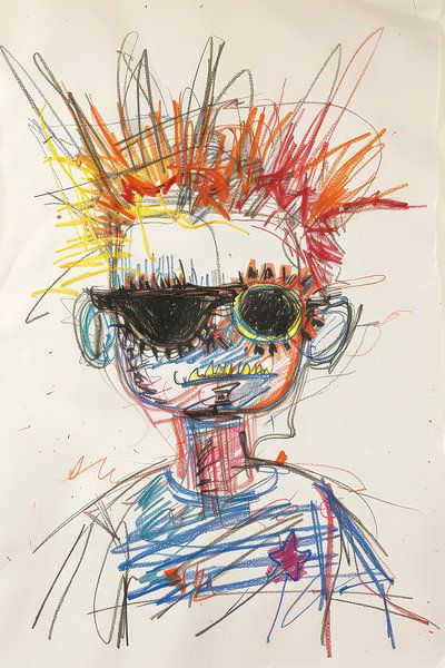 Portrait d'enfant expressif et coloré - art abstrait par Dessins et peintures de Peter Pen