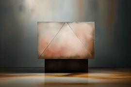 Abstract ruimtelijk samenspel tussen een rechthoek en een driehoek van Ton Kuijpers