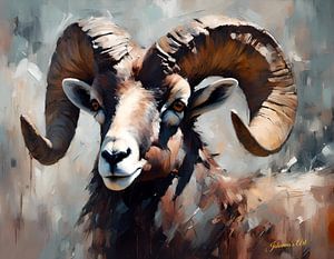 Wildtiere - Abstrakter Surrealismus - Dickhornschaf 2
