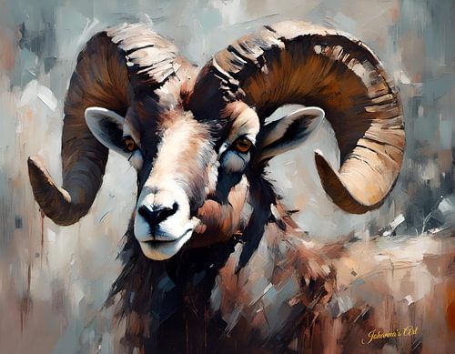 Wilde dieren - Geabstraheerd surrealisme - dikhoornschaap 2