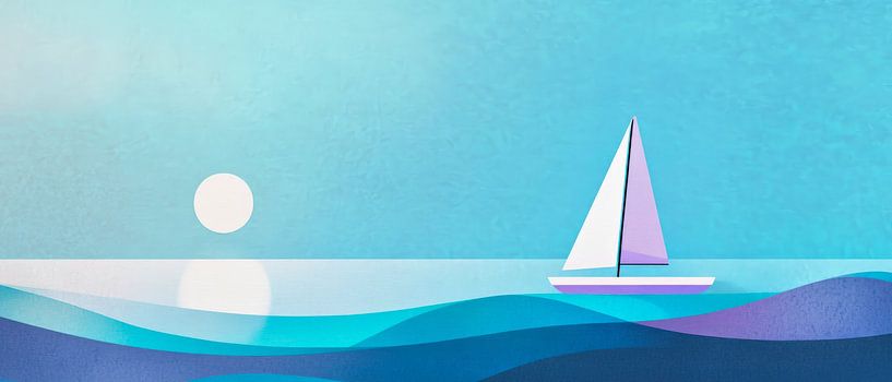 Voilier dans la douce lumière du soleil par Poster Art Shop