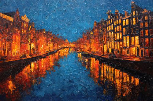 Blauwe Nacht over het Water in Amsterdam