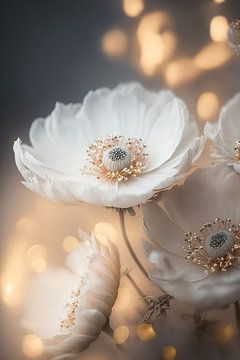 White And Golden Flowers von treechild .