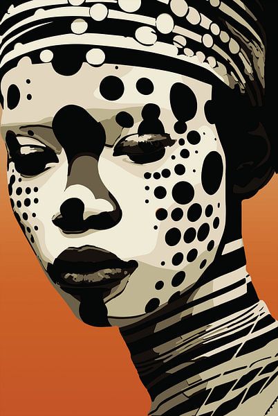 Monochrome Tribal Woman Portrait Art by Ramy Salah Hefny