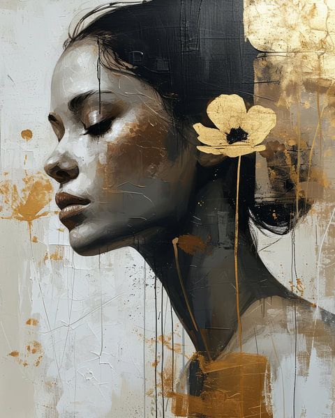 Portrait moderne avec or par Carla Van Iersel