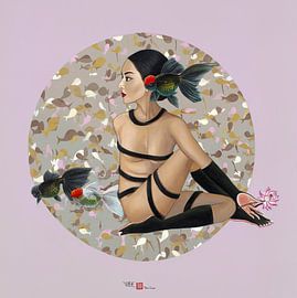 Fischgöttin Rosa Hintergrund von Waterside Studio