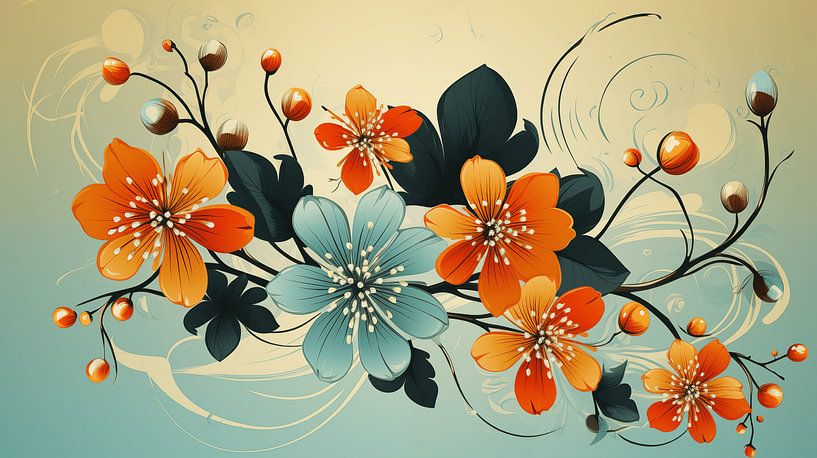 Abstrakte Retro Vintage Blumen Dekoration Hintergrund von Animaflora PicsStock